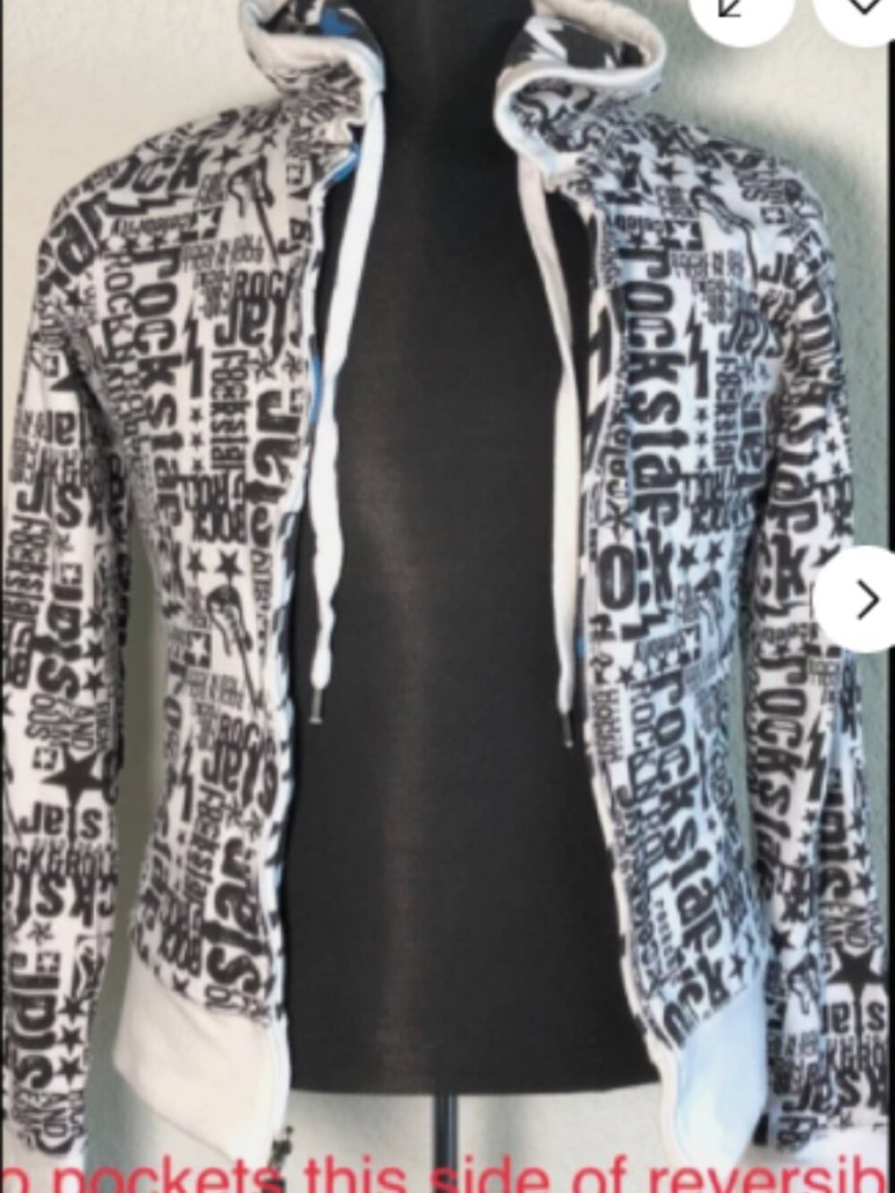 Hoodie Rockstar Reversible Rock N Roll Jacket XS
